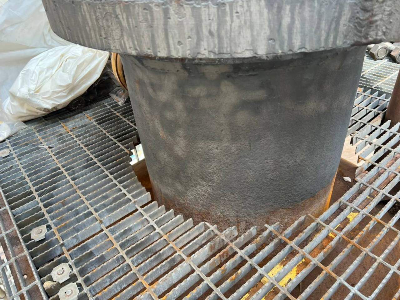 The same flanged nozzle after laser cleaning, ready for inspection